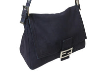 Load image into Gallery viewer, FENDI フェンディ マンマバケット ワンショルダーバッグ デニム レザー ネイビー シルバー金具 美品 中古 4b003916