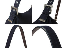 Load image into Gallery viewer, FENDI フェンディ マンマバケット ワンショルダーバッグ デニム レザー ネイビー シルバー金具 美品 中古 4b003916