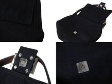 Load image into Gallery viewer, FENDI フェンディ マンマバケット ワンショルダーバッグ デニム レザー ネイビー シルバー金具 美品 中古 4b003916