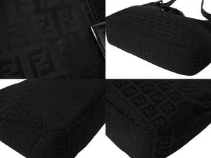 FENDI フェンディ マンマバケット ホーボー ワンショルダーバッグ 8BR036 ズッキーノ柄 キャンバス レザー ブラック 美品 中古 4b003917