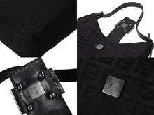 Load image into Gallery viewer, FENDI フェンディ マンマバケット ホーボー ワンショルダーバッグ 8BR036 ズッキーノ柄 キャンバス レザー ブラック 美品 中古 4b003917