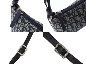 Christian Dior クリスチャンディオール サドルポーチ アクセサリーポーチ トロッター柄 ネイビー 2002年製 美品 中古 4b003918