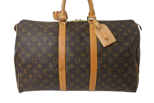 LOUIS VUITTON ルイヴィトン モノグラム キーポル45 ボストンバッグ M41428 PVCコーティングキャンバス ヌメ革 ブラウン ゴールド金具 美品 中古 4b003923