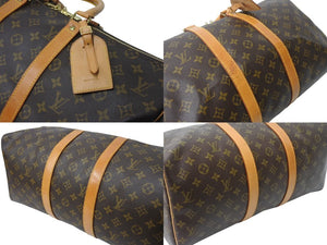 LOUIS VUITTON ルイヴィトン モノグラム キーポル45 ボストンバッグ M41428 PVCコーティングキャンバス ヌメ革 ブラウン ゴールド金具 美品 中古 4b003923