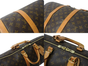 LOUIS VUITTON ルイヴィトン モノグラム キーポル45 ボストンバッグ M41428 PVCコーティングキャンバス ヌメ革 ブラウン ゴールド金具 美品 中古 4b003923