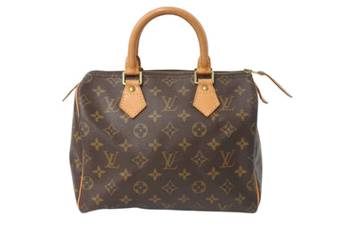 LOUIS VUITTON ルイヴィトン スピーディ25 ハンドバッグ M41528 モノグラム PVC レザー ゴールド金具 ブラウン 美品 中古 4b003925