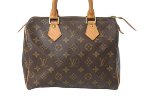 LOUIS VUITTON ルイヴィトン スピーディ25 ハンドバッグ M41528 モノグラム PVC レザー ゴールド金具 ブラウン 美品 中古 4b003925