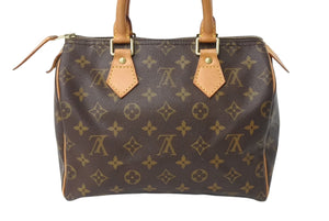 LOUIS VUITTON ルイヴィトン スピーディ25 ハンドバッグ M41528 モノグラム PVC レザー ゴールド金具 ブラウン 美品 中古 4b003925