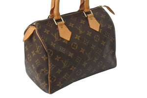 LOUIS VUITTON ルイヴィトン スピーディ25 ハンドバッグ M41528 モノグラム PVC レザー ゴールド金具 ブラウン 美品 中古 4b003925