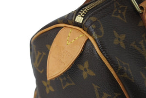 LOUIS VUITTON ルイヴィトン スピーディ25 ハンドバッグ M41528 モノグラム PVC レザー ゴールド金具 ブラウン 美品 中古 4b003925
