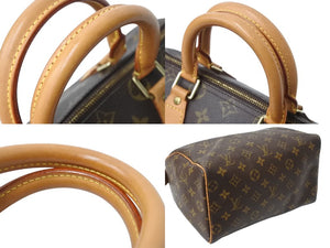 LOUIS VUITTON ルイヴィトン スピーディ25 ハンドバッグ M41528 モノグラム PVC レザー ゴールド金具 ブラウン 美品 中古 4b003925
