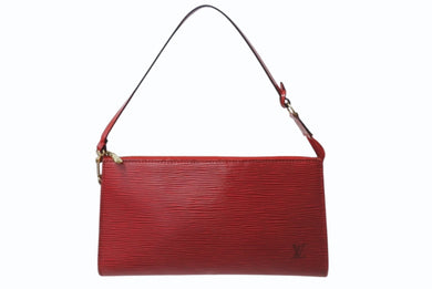 LOUIS VUITTON ルイヴィトン ポシェット アクセソワール アクセサリーポーチ M52947 エピ レザー レッド ゴールド金具 美品 中古 4b003926