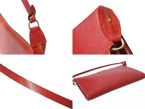 LOUIS VUITTON ルイヴィトン ポシェット アクセソワール アクセサリーポーチ M52947 エピ レザー レッド ゴールド金具 美品 中古 4b003926