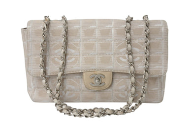 CHANEL シャネル ニュートラベルライン チェーンショルダーバッグ A15285 7番台 ココマーク キャンバス レザー ベージュ 美品 中古 4b003930