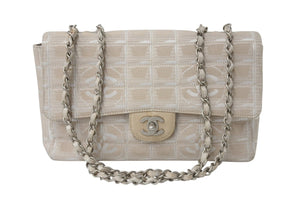 CHANEL シャネル ニュートラベルライン チェーンショルダーバッグ A15285 7番台 ココマーク キャンバス レザー ベージュ 美品 中古 4b003930