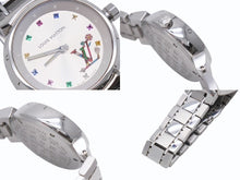 Load image into Gallery viewer, 極美品 世界500本限定 LOUIS VUITTON ルイヴィトン 村上隆 腕時計 タンブールラブ Q12130 レザー ステンレススチール シルバー マルチカラー 中古 4b003936