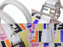 Load image into Gallery viewer, FENDI フェンディ ハンドバッグ 8BL098 PVC レザー マルチカラー ホワイト ズッカ柄 総柄 シルバー金具 美品 中古 4b003938