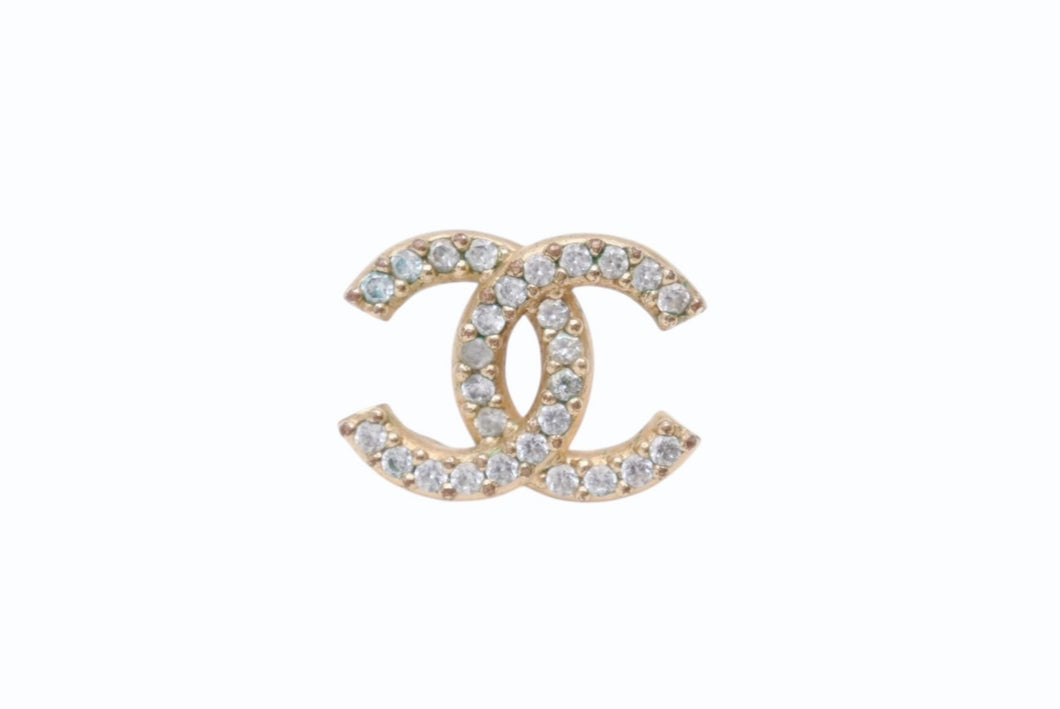 極美品 CHANEL シャネル ココマーク ピアス 片耳 アクセサリー ラインストーン GP ゴールド 3g 中古 4b003941