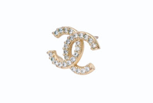 極美品 CHANEL シャネル ココマーク ピアス 片耳 アクセサリー ラインストーン GP ゴールド 3g 中古 4b003941