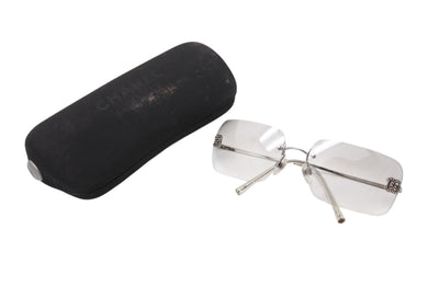 極美品 CHANEL シャネル リムレス サングラス 4017-D c.159/6I サイズ62□17 120 ココマーク メタル ラインストーン 中古 4b003950