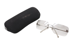 極美品 CHANEL シャネル リムレス サングラス 4017-D c.159/6I サイズ62□17 120 ココマーク メタル ラインストーン 中古 4b003950