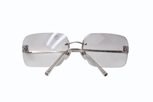 極美品 CHANEL シャネル リムレス サングラス 4017-D c.159/6I サイズ62□17 120 ココマーク メタル ラインストーン 中古 4b003950