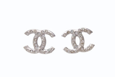 極美品 CHANEL シャネル ピアス ココマーク 両耳 アクセサリー B11P刻印 2.4g メタル ラインストーン シルバー 中古 4b003958