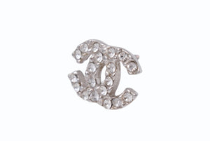 極美品 CHANEL シャネル ピアス ココマーク 片耳 アクセサリー 04C刻印 メタル ラインストーン シルバー 1.6g 中古 4b003989