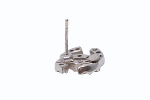 極美品 CHANEL シャネル ピアス ココマーク 片耳 アクセサリー 04C刻印 メタル ラインストーン シルバー 1.6g 中古 4b003989