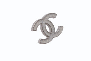 極美品 CHANEL シャネル ピアス ココマーク 両耳 12C刻印 メタル 4.0g ホワイト シルバーグリッダー 中古 4b003959