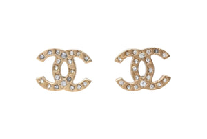 極美品 CHANEL シャネル ピアス 両耳 ココマーク アクセサリー ラインストーン 06A刻印 GP 3.6g ゴールド 中古 4b003961