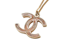 極美品 CHANEL シャネル ネックレス 2way 両面ココマーク 05A刻印 14.3g GP ゴールド マーブルブラウン 中古 4b003978