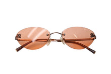 Load image into Gallery viewer, CHANEL シャネル リムレス ココマーク サングラス オレンジ プラスチック メタル ロゴ 53☐19 4003 ブロンズ金具 美品 中古 4b003962