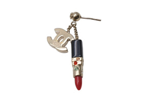 極美品 CHANEL シャネル ピアス ココマーク リップスティック ピアス 両耳 04A刻印 8.6g GP ゴールド ブラック レッド 中古 4b003957