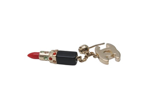 極美品 CHANEL シャネル ピアス ココマーク リップスティック ピアス 両耳 04A刻印 8.6g GP ゴールド ブラック レッド 中古 4b003957