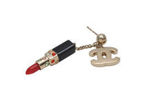 Load image into Gallery viewer, 極美品 CHANEL シャネル ピアス ココマーク リップスティック ピアス 両耳 04A刻印 8.6g GP ゴールド ブラック レッド 中古 4b003957