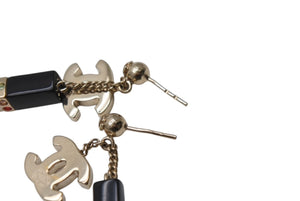 極美品 CHANEL シャネル ピアス ココマーク リップスティック ピアス 両耳 04A刻印 8.6g GP ゴールド ブラック レッド 中古 4b003957