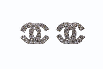 極美品 CHANEL シャネル ピアス 両耳 ココマーク ラインストーン 03A刻印 メタル ラインストーン シルバー 3.4g 中古 4b003956a