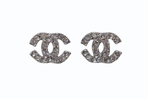 極美品 CHANEL シャネル ピアス 両耳 ココマーク ラインストーン 03A刻印 メタル ラインストーン シルバー 3.4g 中古 4b003956a