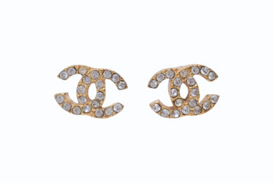 極美品 CHANEL シャネル ピアス ココマーク ラインストーン 01P 刻印 GP 3.4g ラインストーン ゴールド 中古 4b003971