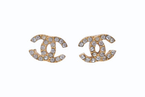 極美品 CHANEL シャネル ピアス ココマーク ラインストーン 01P 刻印 GP 3.4g ラインストーン ゴールド 中古 4b003971