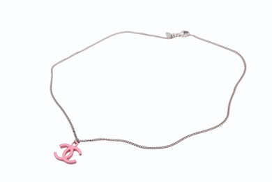 CHANEL シャネル ココマーク 04C刻印 重量約5.7 チェーンネックレス ピンク メタル GP シルバー 美品 中古 4b003979