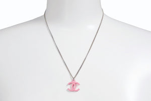 CHANEL シャネル ココマーク 04C刻印 重量約5.7 チェーンネックレス ピンク メタル GP シルバー 美品 中古 4b003979