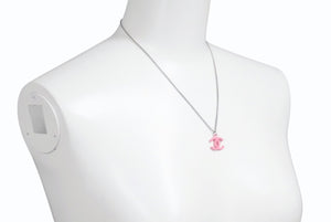 CHANEL シャネル ココマーク 04C刻印 重量約5.7 チェーンネックレス ピンク メタル GP シルバー 美品 中古 4b003979