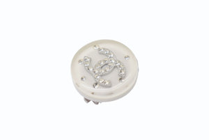 CHANEL シャネル イヤリング ラインストーンココマーク 白丸ボタン 07A刻印 重量約4.1g ホワイト GP ラインストーン シルバー 美品 中古 4b003974