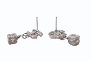 CHANEL シャネル ピアス ココマーク スクエアボックス A11A刻印 重量約4.1g GP ラインストーン シルバー 美品 中古 4b003945