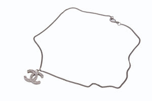 CHANEL シャネル ココマーク ネックレス 重量約7.5g 07A刻印 全長約42cm ラインストーン メタル シルバー クリア 美品 中古 4b003982