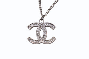 CHANEL シャネル ココマーク ネックレス 重量約7.5g 07A刻印 全長約42cm ラインストーン メタル シルバー クリア 美品 中古 4b003982