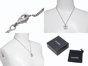 CHANEL シャネル ココマーク ネックレス 重量約7.5g 07A刻印 全長約42cm ラインストーン メタル シルバー クリア 美品 中古 4b003982