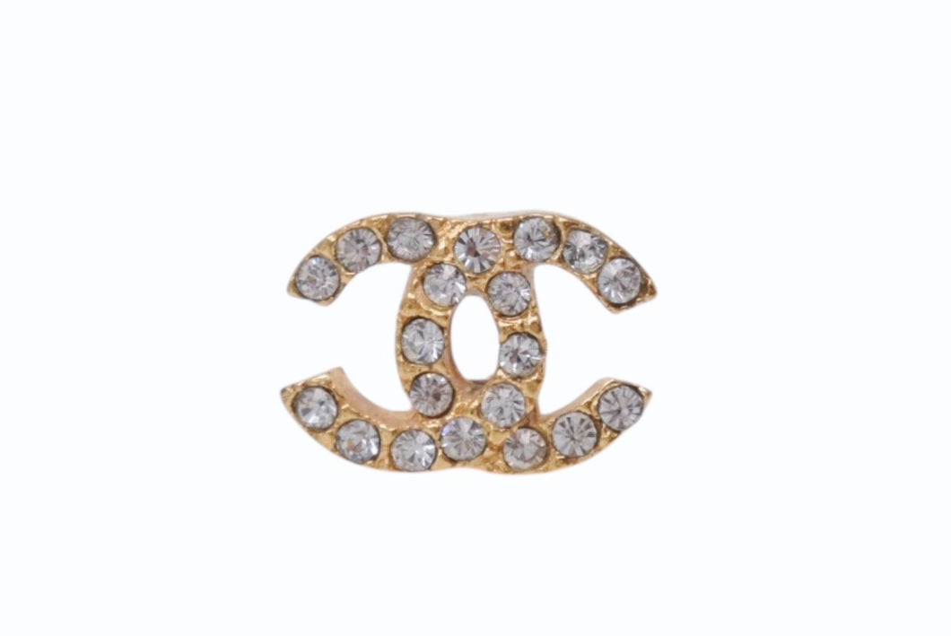 極美品 CHANEL シャネル ココマーク ラインストーン ピアス 片耳 アクセサリー 01P刻印 1.7g GP ゴールド 中古 4b003988